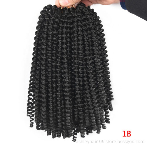 8in 30strands Custom popular hot selling soft  jumpy  lightweight spring twist japanese kanekalon fiber synthetic hair